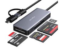 USB C USB3.0 SD Card Reader, 5in1 Multi Card Reader for SD/TF/CF/Micro SD/MS/M2, Drive Free for iPhone 15 pro max/Windows/Mac/Linux/Android (USB3.0 and Type-C)