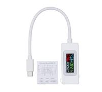 USB C Voltage Tester Meter Type C Voltage and Current Tester Meter with Color LCD Display for USB Charger Voltmeter High Accuracy 4 30V 0 6.5A 195W Black White Optional (White)