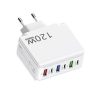 USB C Wall Charger - 120W Multiport Charging Hub, USB C and ÚSB A Fast Adapter | Easy Wall Plug Station for Laptops, Phones, Tablets, Home Office, Usati