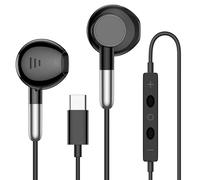 USB-C Wired Earphones for i-Phone 16 15 Pro Max Plus,HiFi Stereo Noise Reducing In-Ear Type-C Headphones with Mic & Volume Control for S-amsung Galaxy S24/S23/S22/S21 FE,i-Pad Pro,h-uawei,Pixel- Black