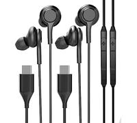 USB-C Wired Earphones with Microphone (2Pack) Type C Cable In-Ear Headphones compatible for Samsung Galaxy S23 S22 S24 Ultra Noise Cancelling Android Phone Earbuds Pro Max Fold 5G Audio Accessories