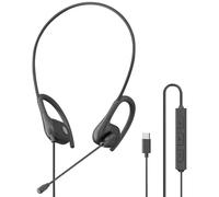 USB C Wired Open Ear Headphones with Mic Ear Hooks Sport Headphones in-Line Control Air Conduction Wired Stereo Headset Noise Cancelling for Calls Work Office Driving Jogging