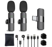 USB-C Wireless Lavalier Microphone, Plug-and-Play, Mini Clip-On Microphone for Vlogging, Video, Podcast, Interview, TikTok,YouTube Recording - 2 Mic