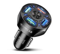USB Car Charger Adaptor USB 4 Port, Car Cigarette Lighter Phone Charger 35W 7A Fast Charging Compatible with iPhone Samsung Galaxy iPad Huawei Xiaomi