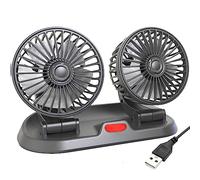 USB Car Fan Cooling 5V 2 Speed Dual Head 360°Rotatable Adjustable Dashboard Air Circulator Fan for Car SUV RV Truck Boat Office Home Desktop Universal Portable Low Noise Automobile Vehicle Fan