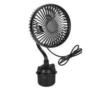 USB Car Fan Cup Holder - Portable Cooling Fan with Adjustable Gooseneck, 360° Rotation, USB Powered Mini Fan for Car, Truck, Lorry, SUV, Vehicle, Home Desk - Black