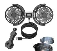 USB Car Seat Fan, Car Fan for Backseat - Dual Head Cooling Fans 3 Speeds Rear Headrest Cooler | Seat Blower Port