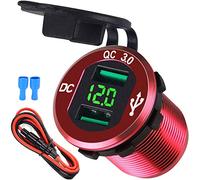 USB Car Socket Fast Charge Dual Car Charger 12V/24V 36W USB Car Charger QC 3.0 Waterproof Universal Car Cigarette Lighter Adapter for Motorcycle, Caravan, Boat, Truck