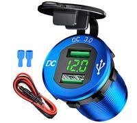 USB Car Socket Fast Charge Dual Car Charger 12V/24V 36W USB Car Charger QC 3.0 Waterproof Universal Car Cigarette Lighter Adapter for Motorcycle, Caravan, Boat, Truck