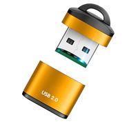 USB Card Reader - Aluminum Fast Data Adapter | Compact Flash Card Reader with Keychain | High Speed Adapter for Computer, Gold