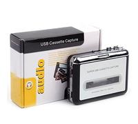 USB Cassette-to-MP3 Converter Capture, Cassette Converter Portable Digital Tape Player Captures Stereo Audio Cassette/Tape to PC MP3 Switcher Converter with Headphone