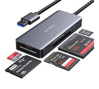 USB CF Card Reader, ZIYUETEK 5 in 1 USB 3.0 Memory Card Reader Adapter 5Gbps Read 5 Cards Simultaneously for SDXC, SDHC, S.