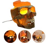 USB Charge Himalayan Rock Salt Lamp, Dimmable with Skull Head Bedroom Decoration Table Lamp Night, with Dimmer Switch, for Halloween, Party