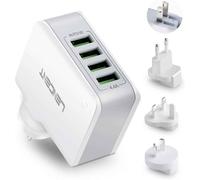 Lencent USB Charger Plug, 4-Port USB Universal Travel Adaptor Plug, 22W/5V 4.4A Wall Charger Worldwide Travel Charger Adapter for iPhone, iPad, Android, Tablets and More