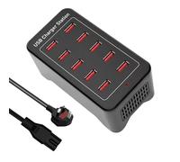 USB Charger, 50W 10-Port Charging Station, Power Plug Desktop charger Hub, USB Wall Charger for iPhone 12/13/14/15, Powe Adapter for Samsung S24/S23/S22