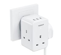 USB Charger Plug Adaptor UK, TESSAN 3 Way Plug Extension Socket with Multi USB Charging Station, Multiplug Extender for Home,Office, School Supplies