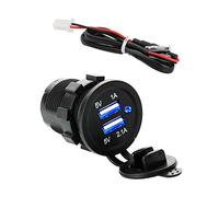 USB Charger Socket, CESFONJER Universal Waterproof Dual Power Socket, 12V-24V Output 5V 2.1A Fast Charger with LED Charger (Blue) Marine Boat Bicycle