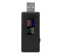 USB Charger Tester with 4 - Digit Accuracy, Current Voltage Battery Timing Meter for USB Charging Devices, LCD Display USB Test Meter for Mobile Power Banks and Chargers (Black)