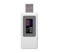 USB Charger Tester with 4 - Digit Accuracy, Current Voltage Battery Timing Meter, LCD Display USB Test Meter for Chargers Power Banks and Mobile Devices (White)