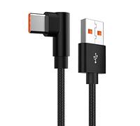 USB Charging for USB C Right Angle Elbow Nylon USB A to C 66W Charging Compatible with Type-C Devices and Quick Power (Black, One Size)