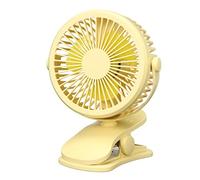 USB Charging Mini Electric Clip Table Fan 720 Degree Rotating 3 Gear Speeds Silent Cooling Fan with LED Night Light (Yellow)