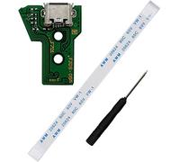 USB Charging Port Charger Socket Board JDS-055 JDS-050 with 12 Pin Power Switch Flex Eject Ribbon Cable for Sony Playstation 4 PS4 DualShock 4 5th Gen Controller + Free Tool