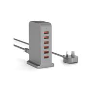 USB Charging Station 6 Port, 50W Multi USB Charger Hub with Smart Charging Technology, Desktop Charging Dock for iPhone, iPad, Samsung Galaxy, Pixel, Tablets and More(Gray 50W)