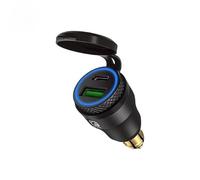 USB Cigarette Lighter Adapter for BMW Motorcycle DIN/Hella EU Plug - Dual Charger Adapter Socket USB C PD 3.0 & QC 3.0 Quick Charge Socket for Motorcycle Boat Truck Caravan Black