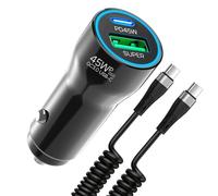 USB Cigarette Lighter Adapter for iPhone 17 Pro Max 16 15, PD45W & QC30W Quick Car Charger USB C with 2M Spiral Charging Cable USB C Car Mobile Phone Charger for Samsung Galaxy S26 Ultra S25 A57 A56