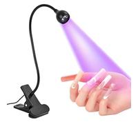 USB Clip-On Nail Lamp with Adjustable Gooseneck, Compact Nail Polish Dryer for Gel Curing, Portable Light for Manicures, Black
