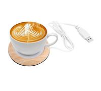 USB Coffee Mug Warmer, 4 Inch 5V USB Wood Grain Warmming Mat with 176°F/80℃ Temperature Heating for Cocoa, Tea, Water, Milk(Bright)