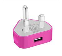 USB Compact Universal UK Mains Charger 1000 mAh CE Approved Adapter Cable Compatible with Mobile Phones iPhone 5 6 7 8 X iPod/Samsung Galaxy S2 S5 S6 S7 S8 S9/Smart phones/Media devices (Hot Pink)