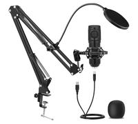 USB Condenser Microphone,Computer PC Microphone Kit with Adjustable Boom Arm Stand Shock Mount for YouTube Vocal Gaming Streaming