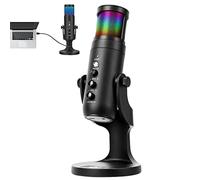 USB Condenser Microphone, USB Gaming Microphone for PC and Phone, Support Anti-Vibration, Pop Filter, Gain Control, Gaming, Streaming, Podcast, Twitch, Discord