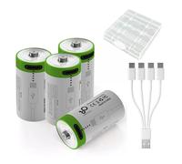 USB CR2 Lithium Ion Rechargeable Battery, 3.7 V 300 mAh Rechargeable Batteries RCR2 CR15H270 15270 Battery, 1.5H Fast Charge, 1200 Cycles with Type C Connection Cable, Constant Output, Pack of 4
