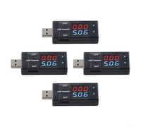 USB Current and Voltage Meter, 4 Pack KWS-10VA Dual Display Digital Voltmeter with 0.01V/0.01A Resolution for Testing USB Chargers, Power Banks and Cables, Black