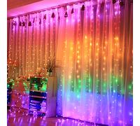 USB Curtain String Lights Indoor Hanging Fairy LED Remote Control Home Bedroom Window Wall Background Wedding Holiday Christmas Decoration Lighting (Rainbow Color)