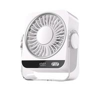 USB Desk Fan - 14.3x5.7x16.9cm Cooling Fans | ABS Rechargeable Desk SemiCool WallMount Display MultiColor Battery 3-6h 5Gear Windspeéd | Bedroom Home Office LED Fan Portable Mini