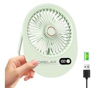 Morelax Portable Desk Fan Rechargeable,Small Personal Fan Strong Powerful Wind Battery Operated, Slim Silent, 6 Speeds Cooling Handheld Mini USB Table Desktop Fans for Indoor Outdoor Office (Green)