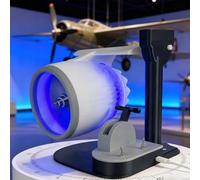 USB Desk Fan, 3D Turbofan Engine Model With Humidifier, Creative Desktop Engine Fan With Realistic Flame Effects And Tail Light For Office(Blue)