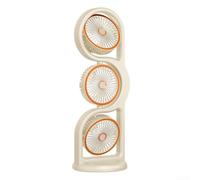 USB Desk Fan, Portable Oscillating Tower Fan with 360° Tilt, 5 Speeds, 1200mAh for Home Office Bedroom(Third PrinBeige)