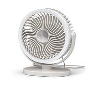 USB Desk Fan with LED Light 360 Degree Rotating Portable Silent 2 Speed Adjustable Cooling Fan for Home Office Car Outdoor