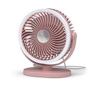USB Desk Fan with LED Light 360 Degree Rotating Portable Silent 2 Speed Adjustable Cooling Fan for Home Office Car Outdoor