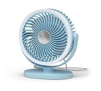 USB Desk Fan with LED Light 360 Degree Rotating Portable Silent 2 Speed Adjustable Cooling Fan for Home Office Car Outdoor