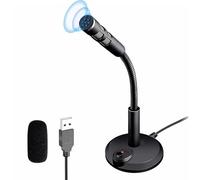 USB Desktop Microphone, Plug & Play Omnidirectional Mic with Mute Button & Noise Reduction, 360°Flexible Gooseneck for Conferencing Gaming Podcasting Chat, Compatible with Laptop Mac PS4 Windows Linux