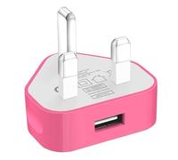 USB Desktop UK Plug, USB Charger, Adapter CE Approved Compatible iOSiPhone iOSiPad All Models Samsung Galaxy HTC LG Sony Huawei Motorolla and Many More Models (Bright Pink)