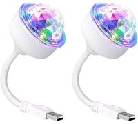 USB Disco Light, 2pcs Sound Activated Disco Ball Party Lights, Rotating Magic Ball Light, Perfect for Car, Home, Dance, Birthday, Wedding, Christmas. Lighting for Atmosphere (White)