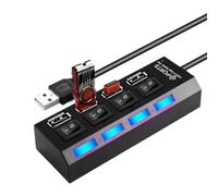 USB Divider - Multiple Port Extension Hub - Multi-functional USB Hub Ideal for Remote Working, Coworking Spaces, Home Photo and Game Setup, Travel, Separate Buttons & Easy to Carry