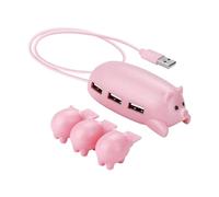USB Docking Station Cute Animal Shaped USB Hub - Swine Type C Docking Station | 3 Port USB Hub USB Extension Hub with 3 Pig Decorative Lid for Laptop Flash Drive PC Game Console Printer