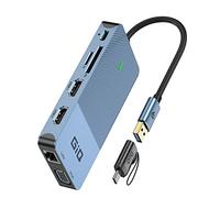USB Docking Station Giq USB C Hub USB 3.0 to Dual HDMI VGA Adapter Triple Display USB C Laptop Docking Station Dual Monitors Compatible for MacBook M1 USB Dock - Blue